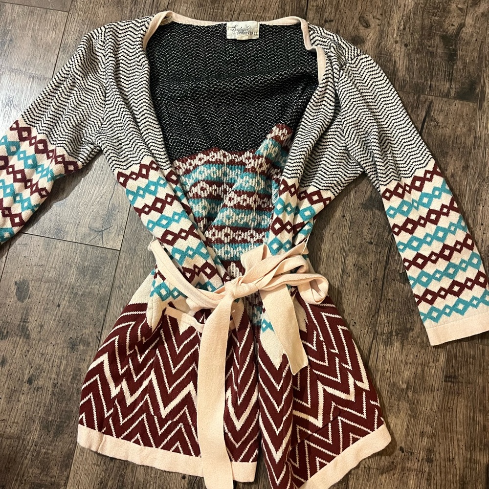 Long belted cardigan